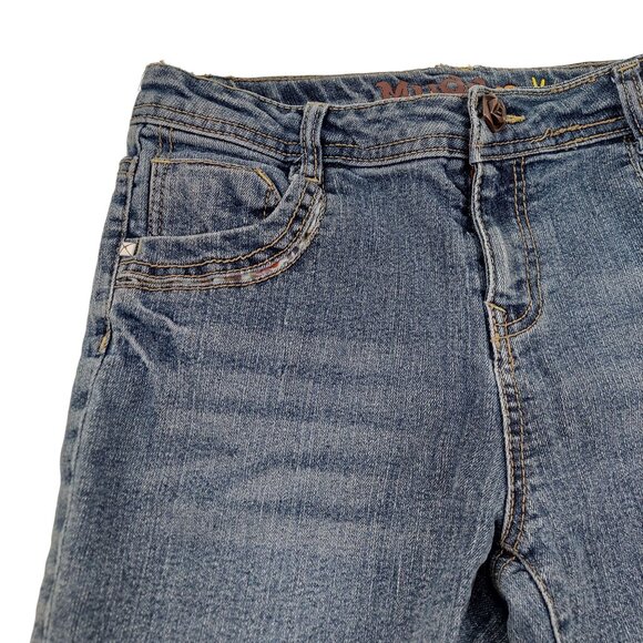 Mudd Jean Shorts Girls 16 Medium Blue Wash Denim Rolled Cuff Pedal Pushers - Picture 2 of 8